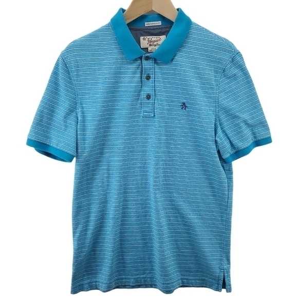 Original Penguin Heritage Slimfit Quarter Button Short Sleeve Polo T Shirt Med - Picture 2 of 6